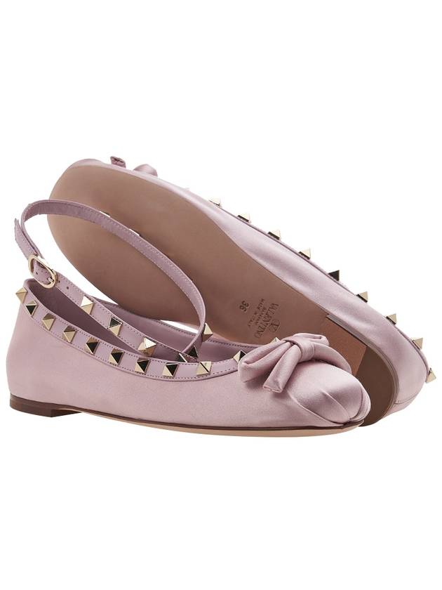 Rockstud Satin Ballerina Pink - VALENTINO - BALAAN 6