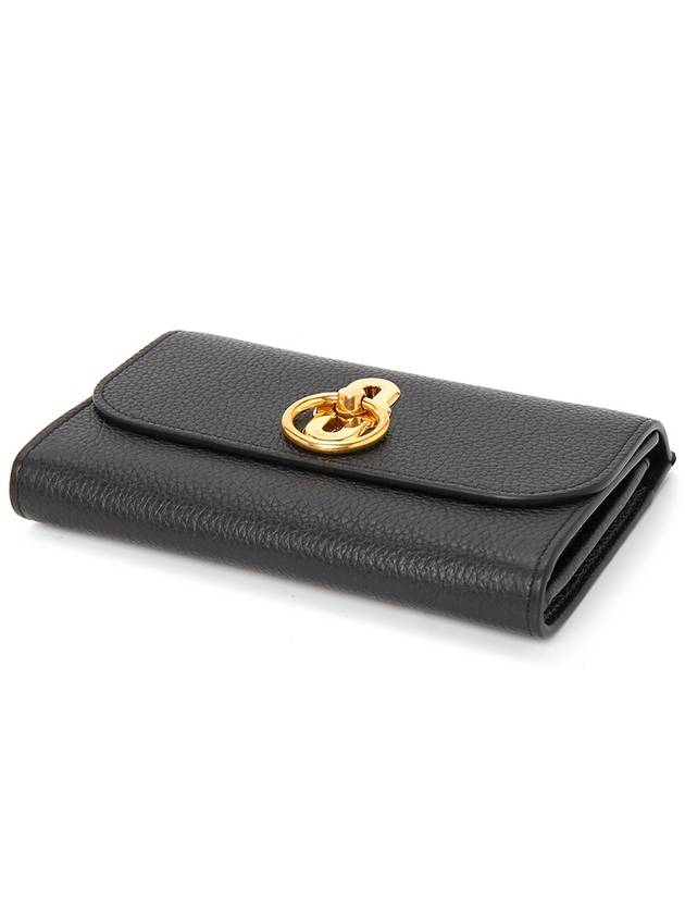 Amberley Gold Plated Oxblood Classic Grain Leather Medium Wallet Black - MULBERRY - BALAAN 4