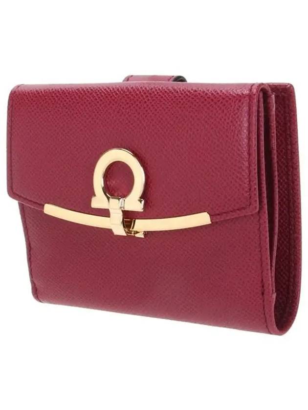 Gancini Leather Half Wallet Melagrana - SALVATORE FERRAGAMO - BALAAN 3