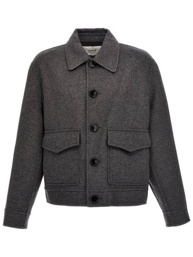 Paris Boxy Fit Wool Jacket Grey - AMI - BALAAN 1