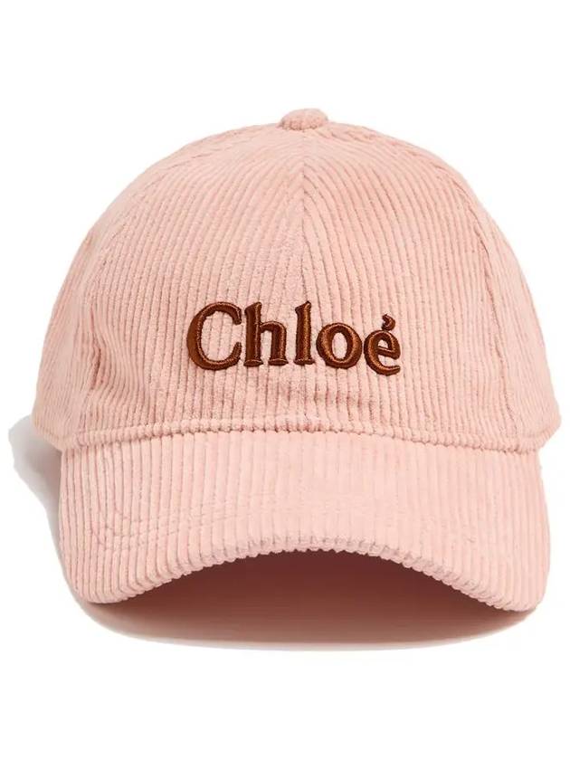 Kids Logo Embroidered Corduroy Ball Cap Pink C20269 454 - CHLOE - BALAAN 1