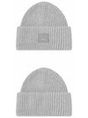 Face Patch Ribbed Wool Beanie Grey - ACNE STUDIOS - BALAAN 6