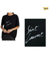 Painting Print Logo Short Sleeve T-Shirt Black - SAINT LAURENT - BALAAN.