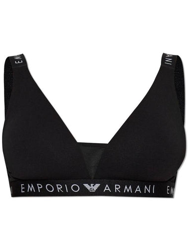 Emporio Armani Cotton Bra With Logo, Women's, Black - EMPORIO ARMANI - BALAAN 1