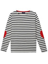 Women's Heart Patch Boat Neck Stripe Long Sleeve T-Shirt Ecru Marine - SAINT JAMES - BALAAN 2