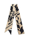 Logo Print Mini Silk Scarf White Black - SALVATORE FERRAGAMO - BALAAN 3