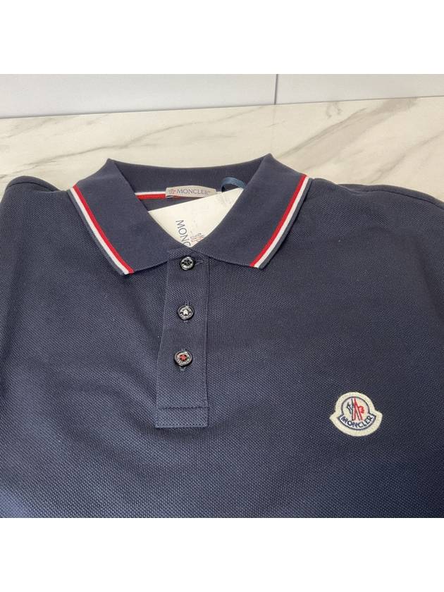 Logo Patch Polo Shirt Dark Blue - MONCLER - BALAAN 4