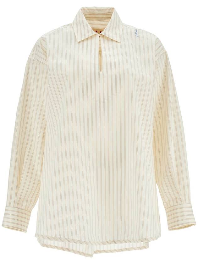 ivory striped cotton top with embroidered logo - MARNI - BALAAN 1