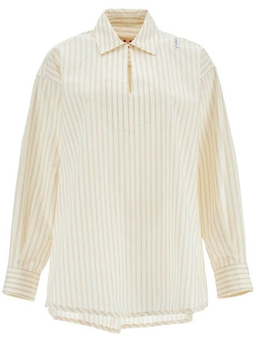 ivory striped cotton top with embroidered logo - MARNI - BALAAN 1