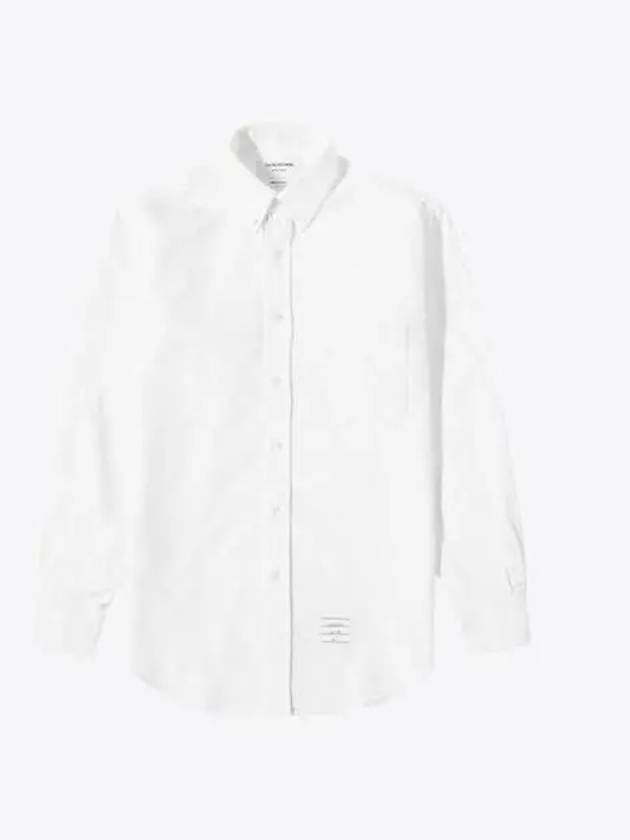 Oxford Grosgrain Placket Cotton Long Sleeve Shirt White - THOM BROWNE - BALAAN 2