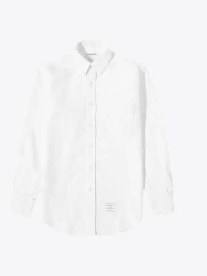 Oxford Grosgrain Placket Cotton Long Sleeve Shirt White - THOM BROWNE - BALAAN 2