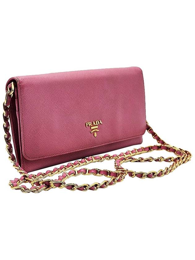 Prada 1M1290 Pink Saffiano WOC Long Wallet Chain Cross Bag - PRADA - BALAAN 3