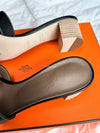 Oasis Calfskin Slipper Heels Noir Piqures Ecrues - HERMES - BALAAN 4