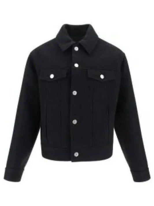 Button Wool Boxy Jacket Black - AMI - BALAAN 2