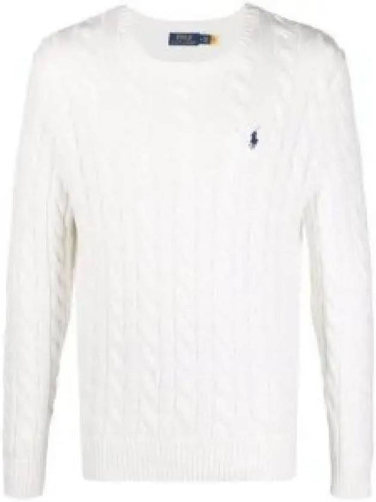 Embroidery Logo Cable Knit Top White - POLO RALPH LAUREN - BALAAN 2