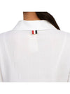 Three Stripes High Twist Rib Polo Shirt White - THOM BROWNE - BALAAN 8