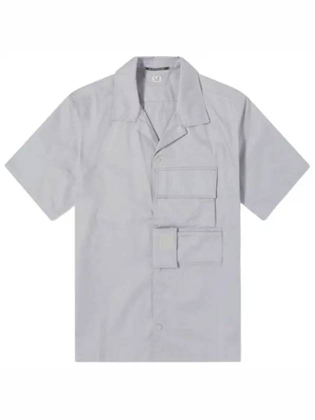 Metropolis Gabardine Short Sleeve Shirt Grey - CP COMPANY - BALAAN 2