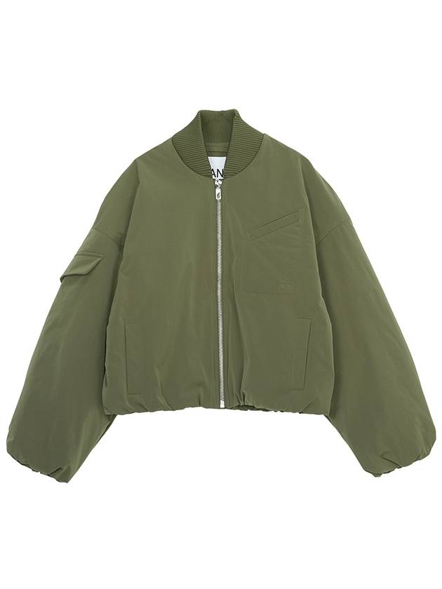 Drop Oversized Zipper Twill Bomber Jacket Kalamata - GANNI - BALAAN 2