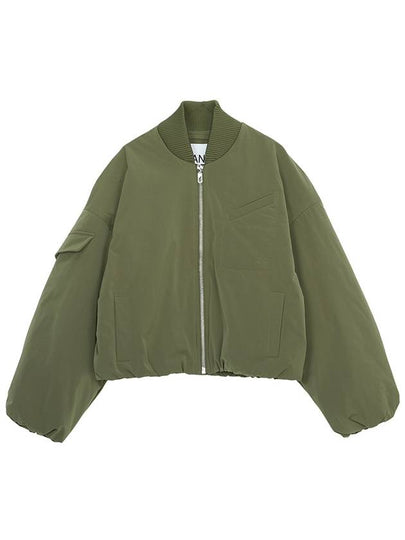 Drop Oversized Zipper Twill Bomber Jacket Kalamata - GANNI - BALAAN 2