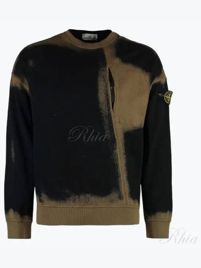 Hand Sprayed Airbrush Treatment Crew Neck Sweatshirt Dark Beige Black - STONE ISLAND - BALAAN 2