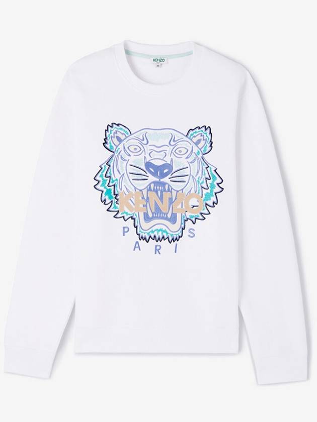 Tiger Embroidered Logo Sweatshirt White - KENZO - BALAAN 2