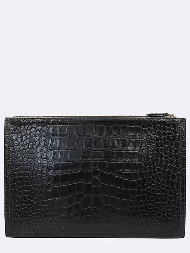 BB609BB0LK 001 Black Crocodile Pattern Leather Gold Logo Antigona L Size Clutch - GIVENCHY - BALAAN 3