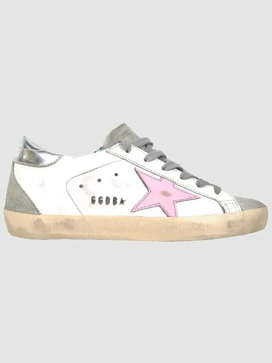 Women's Superstar Silver Heel Tab Pink Star Low Top Sneakers White - GOLDEN GOOSE - BALAAN 2