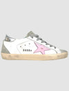 Women's Superstar Silver Heel Tab Pink Star Low Top Sneakers White - GOLDEN GOOSE - BALAAN 3