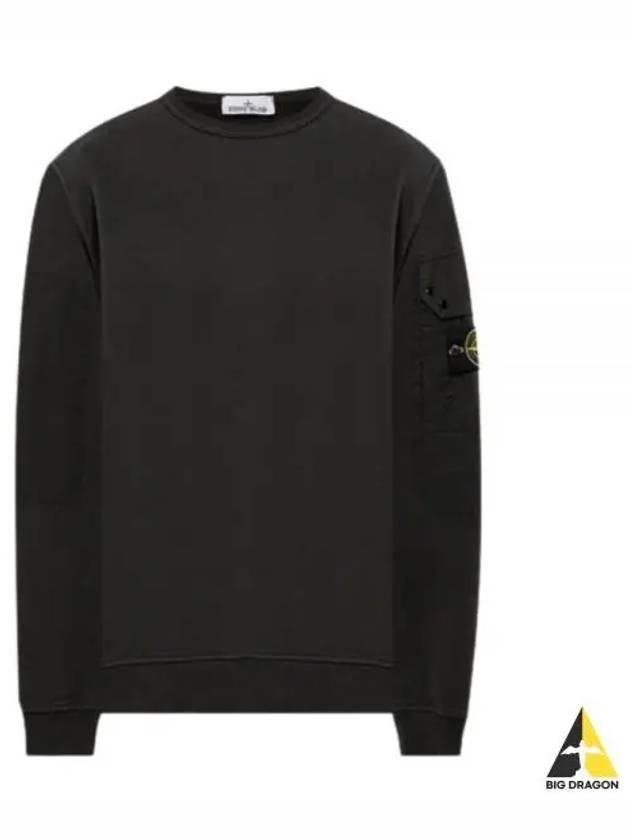 Brushed Organic Cotton Fleece Sweatshirt Grey - STONE ISLAND - BALAAN 2