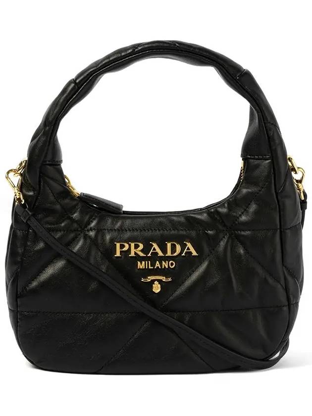 Nappa Leather Mini Bag with Topstitching Black - PRADA - BALAAN 2