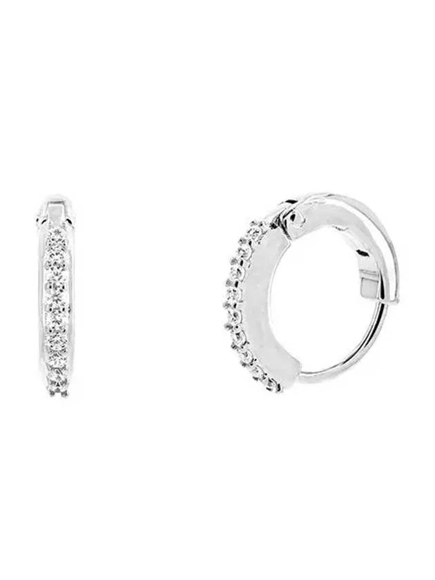 Matrix Hoop Round Cut Earrings Silver - SWAROVSKI - BALAAN 3