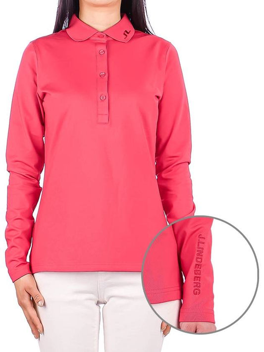 Women's Tour Tech Golf Long Sleeve PK Shirt Pink - J.LINDEBERG - BALAAN 2