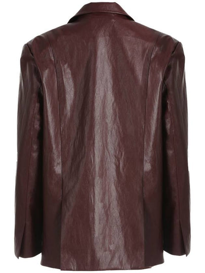 Classic One Button Oversized Faux Leather Jacket RED BROWN - ILROZE - BALAAN 2