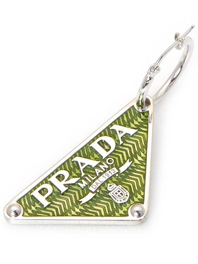 Women's Triangle Logo Earrings Green - PRADA - BALAAN 7