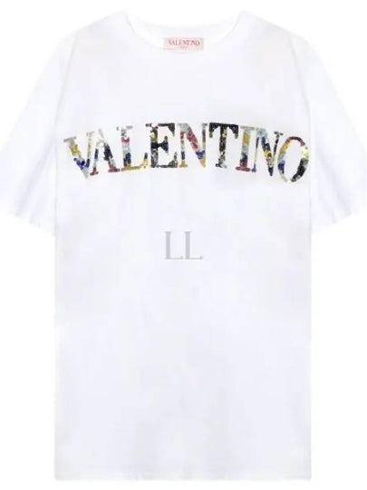 Women's Embroidered Jersey Short Sleeve T-Shirt White - VALENTINO - BALAAN 2