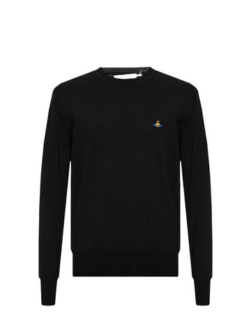 Men's Logo Embroidered Knit Top Black - VIVIENNE WESTWOOD - BALAAN.