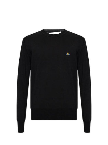 Men's Embroidered Logo Knit Top Black - VIVIENNE WESTWOOD - BALAAN 1