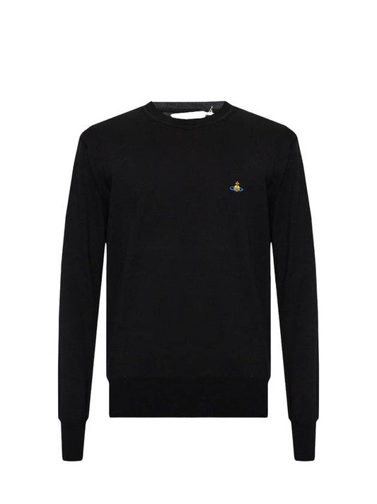 Men's Embroidered Logo Knit Top Black - VIVIENNE WESTWOOD - BALAAN 1