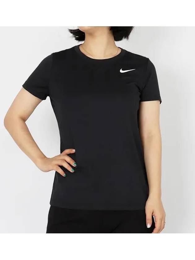 Women's Dri Fit Logo Leg Crew Short Sleeve T-Shirt Black - NIKE - BALAAN 2