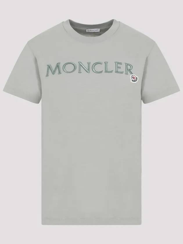 Embroidered Logo Cotton Short Sleeve T-Shirt Sage Green - MONCLER - BALAAN 2