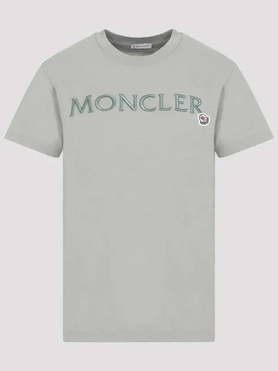 Embroidered Logo Cotton Short Sleeve T-Shirt Sage Green - MONCLER - BALAAN 2