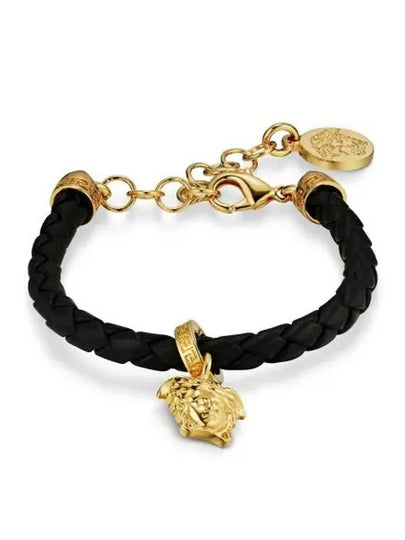 Medusa Charm Leather Bracelet Black - VERSACE - BALAAN 2