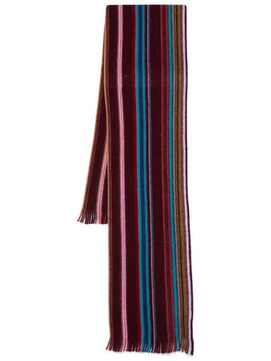 Signature Stripe Cashmere Scarf Burgundy - PAUL SMITH - BALAAN 1