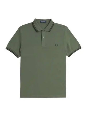 Fred Perry Twin Tip Short Sleeve T Shirt L W Green - FRED PERRY - BALAAN 1