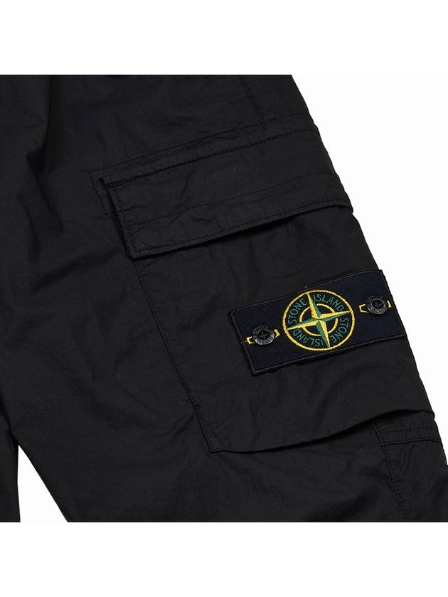 Stretch Cotton Tela Paracadute Straight Pants Black - STONE ISLAND - BALAAN 6