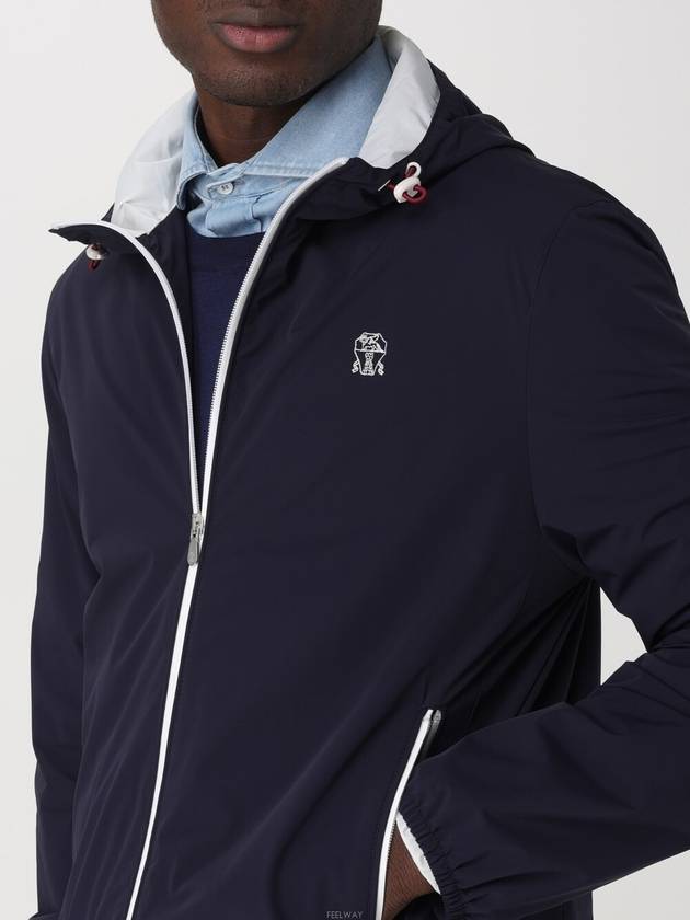 Embroidered Logo Zip-up Hoodie Navy - BRUNELLO CUCINELLI - BALAAN 4