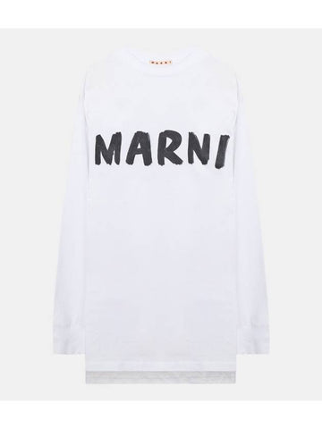 Logo Print Organic Jersey Long Sleeve T-Shirt White - MARNI - BALAAN 1