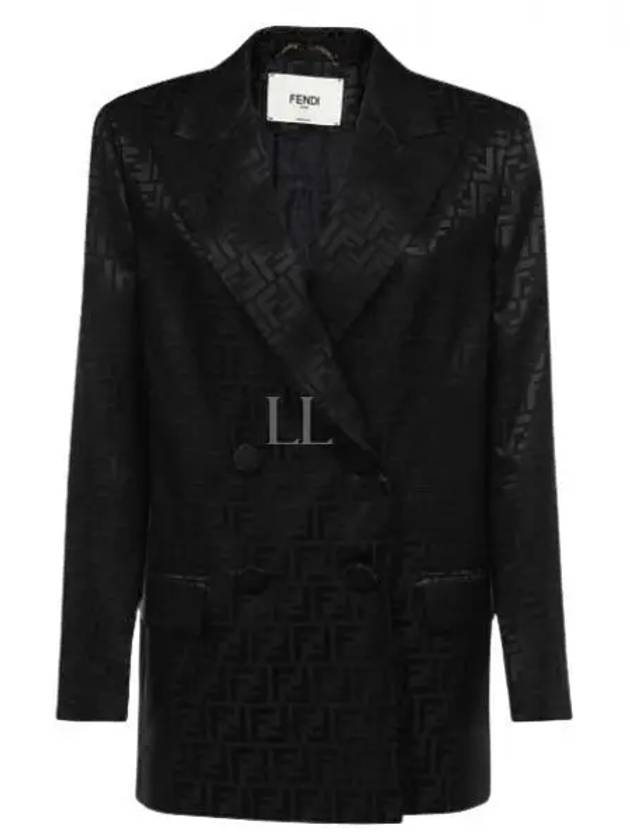 Logo Double Button Blazer Jacket Black - FENDI - BALAAN 2