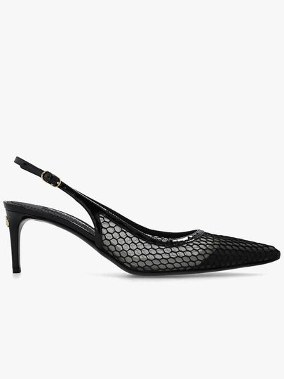 Women's Mesh Patent Leather Slingback Heel Black - DOLCE&GABBANA - BALAAN 2