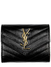 Matelasse Monogram Quilting Flap Half Wallet Black - SAINT LAURENT - BALAAN 2